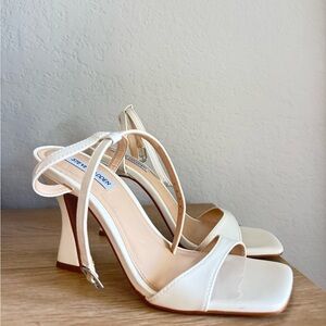 White Square Toe Heels